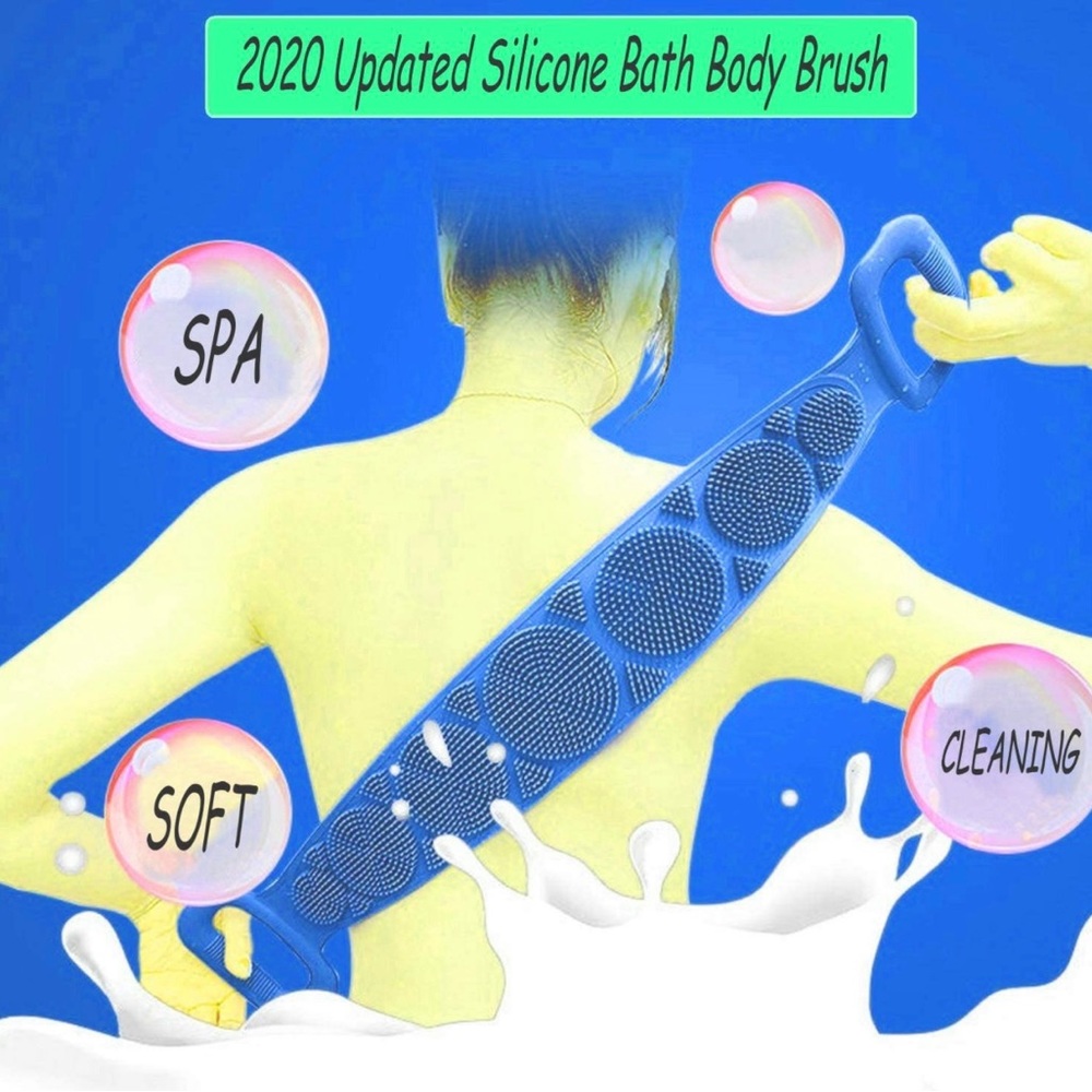 Single Pack Silicone Body Scrubber Bathroom Bathe Back Rub Scrub Brush - Picture 5 of 8